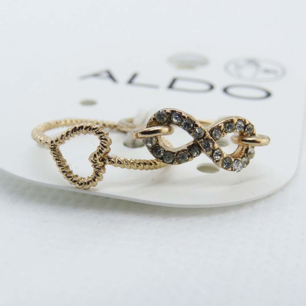 Aldo Gold Rings - Infinity and Heart Stackable Minimalist Cute Rings - Picture 4 of 5